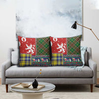 Scottish Christmas Pillow Cover Scotland Lion and Xmas Elements Patch Style - Wonder Print Shop