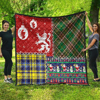 Scottish Christmas Quilt Scotland Lion and Xmas Elements Patch Style - Wonder Print Shop
