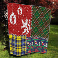 Scottish Christmas Quilt Scotland Lion and Xmas Elements Patch Style - Wonder Print Shop