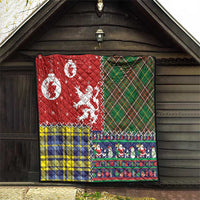 Scottish Christmas Quilt Scotland Lion and Xmas Elements Patch Style - Wonder Print Shop