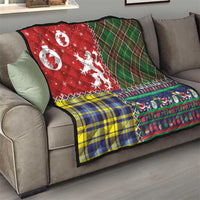 Scottish Christmas Quilt Scotland Lion and Xmas Elements Patch Style - Wonder Print Shop
