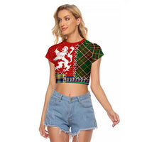 Scottish Christmas Raglan Cropped T Shirt Scotland Lion and Xmas Elements Patch Style - Wonder Print Shop