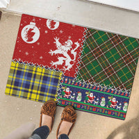 Scottish Christmas Rubber Doormat Scotland Lion and Xmas Elements Patch Style - Wonder Print Shop