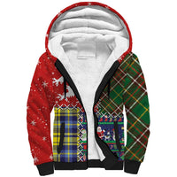 Scottish Christmas Sherpa Hoodie Scotland Lion and Xmas Elements Patch Style - Wonder Print Shop