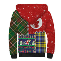 Scottish Christmas Sherpa Hoodie Scotland Lion and Xmas Elements Patch Style - Wonder Print Shop