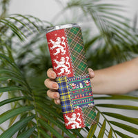 Scottish Christmas Skinny Tumbler Scotland Lion and Xmas Elements Patch Style - Wonder Print Shop