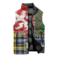 Scottish Christmas Sleeveless Puffer Jacket Scotland Lion and Xmas Elements Patch Style - Wonder Print Shop