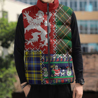 Scottish Christmas Sleeveless Puffer Jacket Scotland Lion and Xmas Elements Patch Style - Wonder Print Shop
