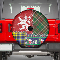 Scottish Christmas Spare Tire Cover Scotland Lion and Xmas Elements Patch Style - Wonder Print Shop