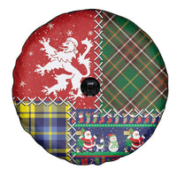 Scottish Christmas Spare Tire Cover Scotland Lion and Xmas Elements Patch Style - Wonder Print Shop