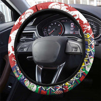 Scottish Christmas Steering Wheel Cover Scotland Lion and Xmas Elements Patch Style - Wonder Print Shop