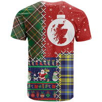 Scottish Christmas T Shirt Scotland Lion and Xmas Elements Patch Style - Wonder Print Shop