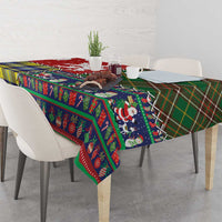 Scottish Christmas Tablecloth Scotland Lion and Xmas Elements Patch Style - Wonder Print Shop
