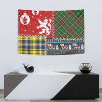 Scottish Christmas Tapestry Scotland Lion and Xmas Elements Patch Style - Wonder Print Shop