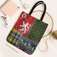Scottish Christmas Tote Bag Scotland Lion and Xmas Elements Patch Style - Wonder Print Shop
