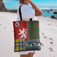 Scottish Christmas Tote Bag Scotland Lion and Xmas Elements Patch Style - Wonder Print Shop