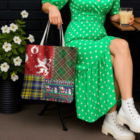 Scottish Christmas Tote Bag Scotland Lion and Xmas Elements Patch Style - Wonder Print Shop
