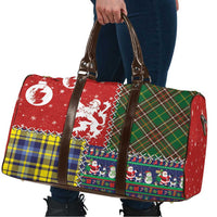 Scottish Christmas Travel Bag Scotland Lion and Xmas Elements Patch Style - Wonder Print Shop