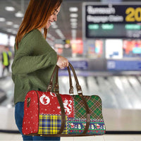 Scottish Christmas Travel Bag Scotland Lion and Xmas Elements Patch Style - Wonder Print Shop