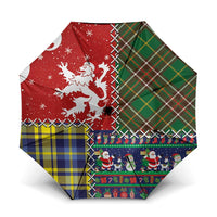 Scottish Christmas Umbrella Scotland Lion and Xmas Elements Patch Style - Wonder Print Shop