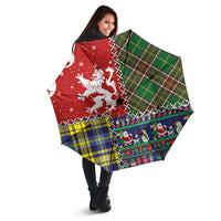 Scottish Christmas Umbrella Scotland Lion and Xmas Elements Patch Style - Wonder Print Shop