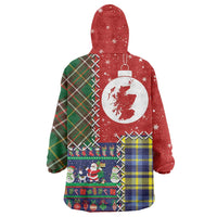 Scottish Christmas Wearable Blanket Hoodie Scotland Lion and Xmas Elements Patch Style - Wonder Print Shop
