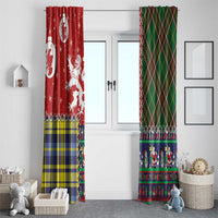 Scottish Christmas Window Curtain Scotland Lion and Xmas Elements Patch Style - Wonder Print Shop
