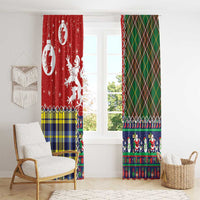 Scottish Christmas Window Curtain Scotland Lion and Xmas Elements Patch Style - Wonder Print Shop