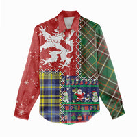 Scottish Christmas Women Casual Shirt Scotland Lion and Xmas Elements Patch Style - Wonder Print Shop