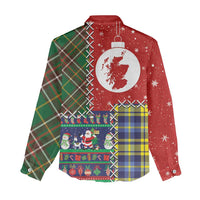 Scottish Christmas Women Casual Shirt Scotland Lion and Xmas Elements Patch Style - Wonder Print Shop