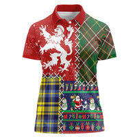Scottish Christmas Women Polo Shirt Scotland Lion and Xmas Elements Patch Style - Wonder Print Shop