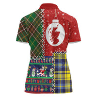 Scottish Christmas Women Polo Shirt Scotland Lion and Xmas Elements Patch Style - Wonder Print Shop