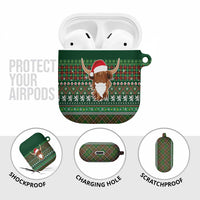 Scottish Christmas AirPods Case Highland Cattle-Xmas Tartan Stripes Style Green Color - Wonder Print Shop