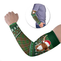Scottish Christmas Arm Sleeves Highland Cattle-Xmas Tartan Stripes Style Green Color - Wonder Print Shop