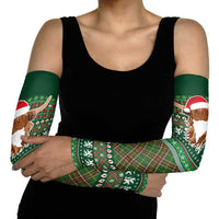 Scottish Christmas Arm Sleeves Highland Cattle-Xmas Tartan Stripes Style Green Color - Wonder Print Shop