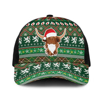 Scottish Christmas Baseball Net Cap Highland Cattle-Xmas Tartan Stripes Style Green Color - Wonder Print Shop