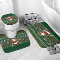 Scottish Christmas Bathroom Set Highland Cattle-Xmas Tartan Stripes Style Green Color - Wonder Print Shop