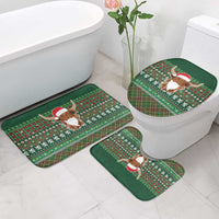Scottish Christmas Bathroom Set Highland Cattle-Xmas Tartan Stripes Style Green Color - Wonder Print Shop