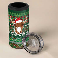 Scottish Christmas 4 in 1 Can Cooler Tumbler Highland Cattle-Xmas Tartan Stripes Style Green Color - Wonder Print Shop