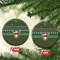 Scottish Christmas Ceramic Ornament Highland Cattle-Xmas Tartan Stripes Style Green Color - Wonder Print Shop