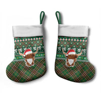 Scottish Christmas Stocking Highland Cattle-Xmas Tartan Stripes Style Green Color - Wonder Print Shop