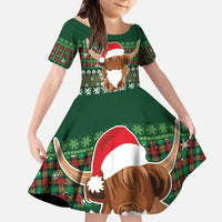 Scottish Christmas Family Matching Puletasi and Hawaiian Shirt Highland Cattle-Xmas Tartan Stripes Style Green Color - Wonder Print Shop