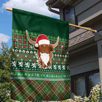 Scottish Christmas Garden Flag Highland Cattle-Xmas Tartan Stripes Style Green Color - Wonder Print Shop