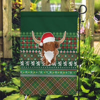 Scottish Christmas Garden Flag Highland Cattle-Xmas Tartan Stripes Style Green Color - Wonder Print Shop