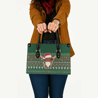 Scottish Christmas Leather Bag Highland Cattle-Xmas Tartan Stripes Style Green Color - Wonder Print Shop