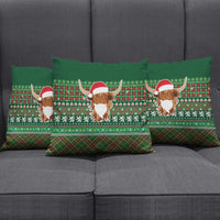 Scottish Christmas Pillow Cover Highland Cattle-Xmas Tartan Stripes Style Green Color - Wonder Print Shop