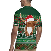 Scottish Christmas Rugby Jersey Highland Cattle-Xmas Tartan Stripes Style Green Color - Wonder Print Shop