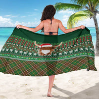 Scottish Christmas Sarong Highland Cattle-Xmas Tartan Stripes Style Green Color - Wonder Print Shop