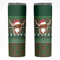 Scottish Christmas Skinny Tumbler Highland Cattle-Xmas Tartan Stripes Style Green Color - Wonder Print Shop