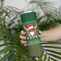 Scottish Christmas Skinny Tumbler Highland Cattle-Xmas Tartan Stripes Style Green Color - Wonder Print Shop